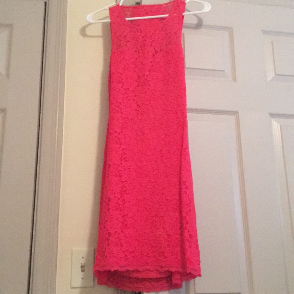 Pink lace summer midi dress